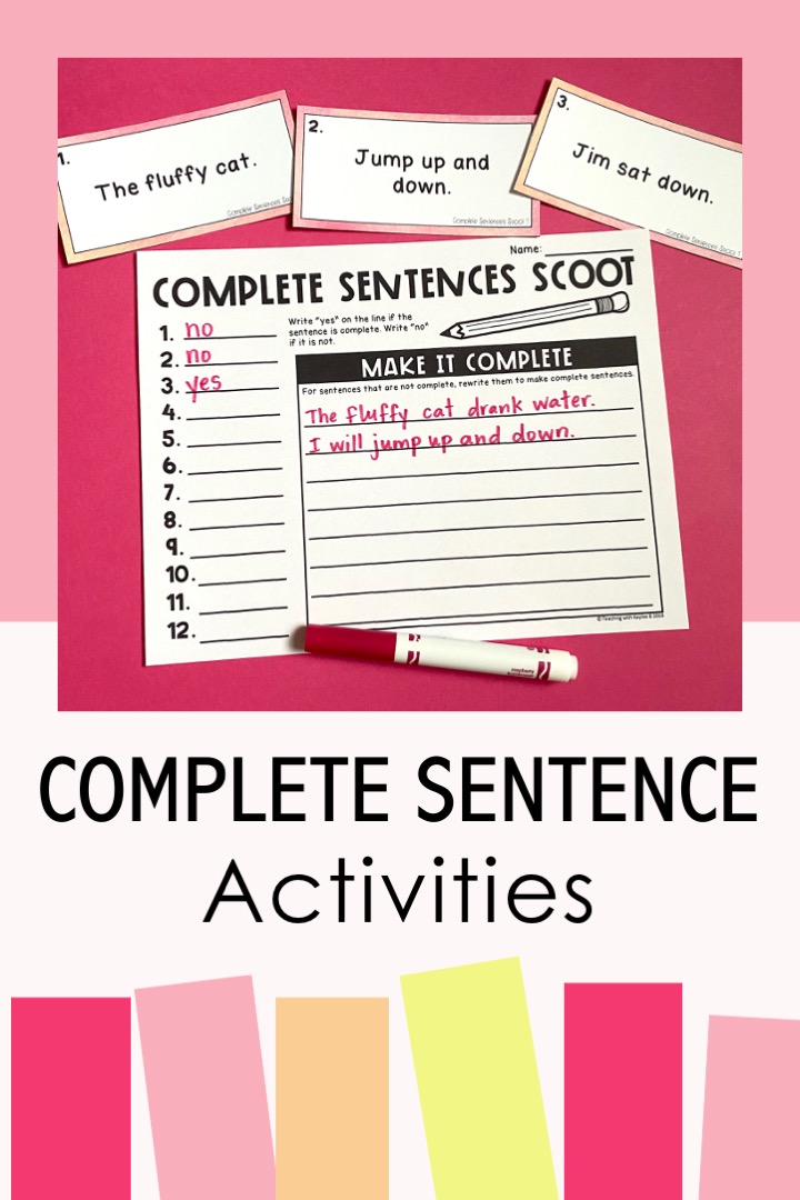 complete sentences anchor chart first grade