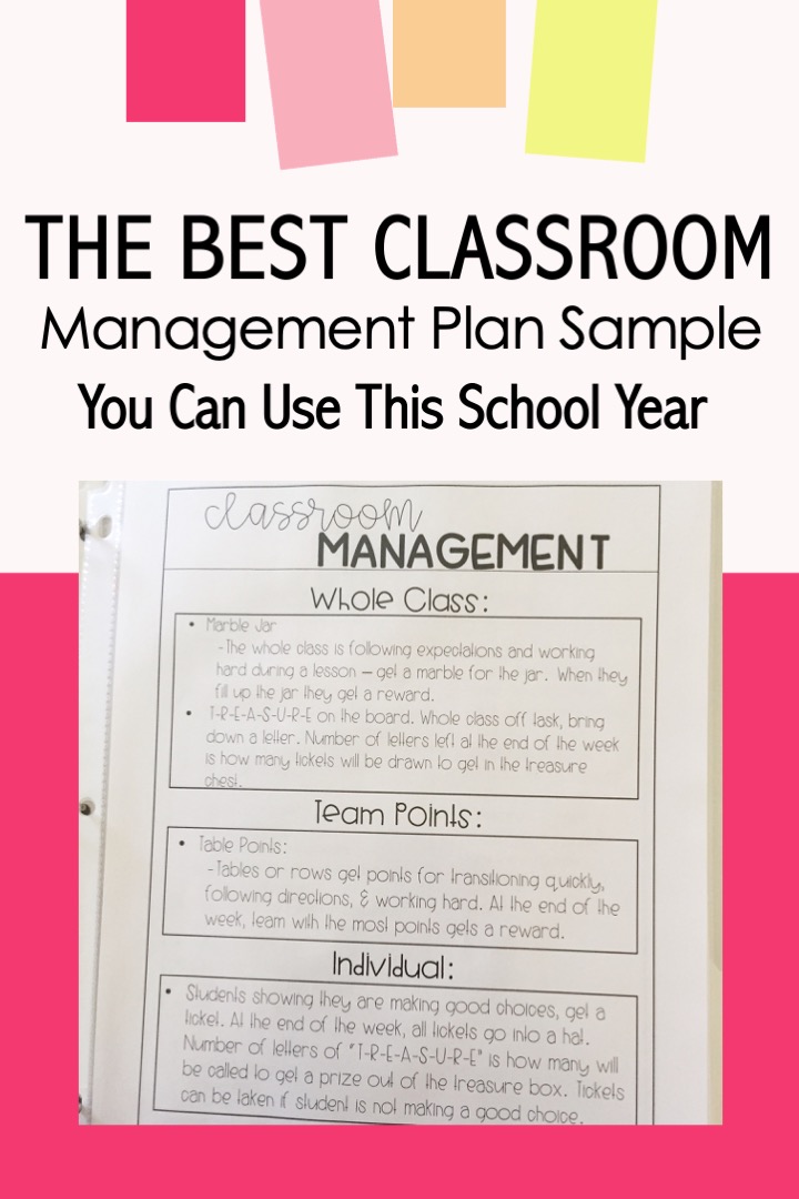 classroom management plan sample