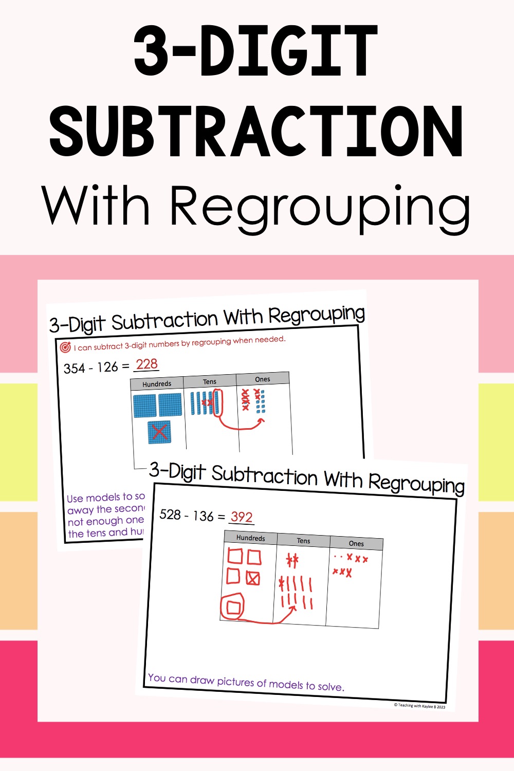 3 digit subtraction with regrouping examples