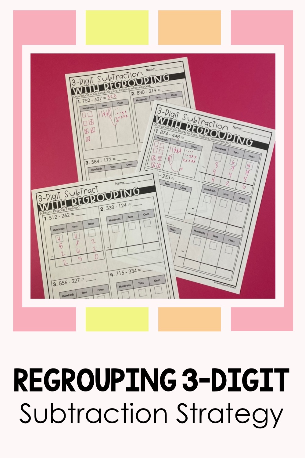 3 digit subtraction with regrouping