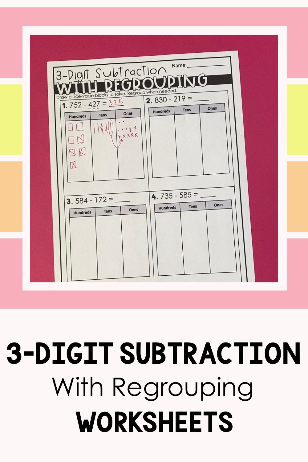 how to teach subtraction with regrouping 3 digits