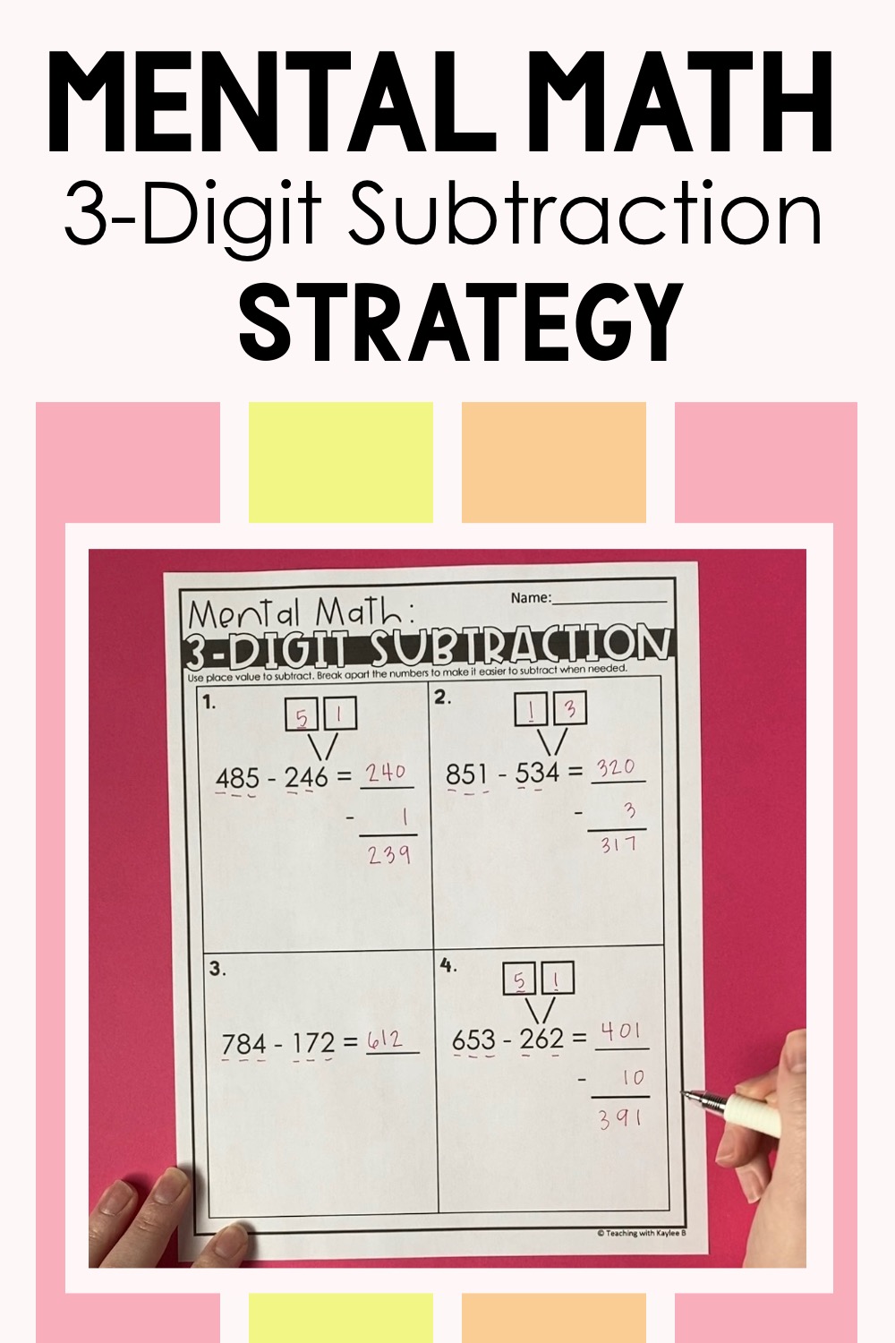 teaching subtraction strategies 