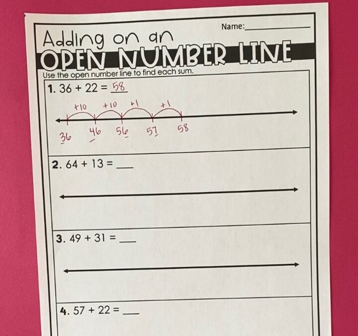 Adding on an Open Number Line With 2-Digit Numbers