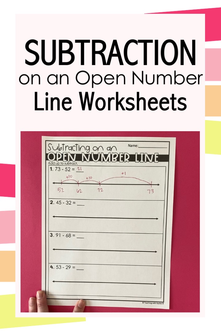 subtraction on an open number line worksheet