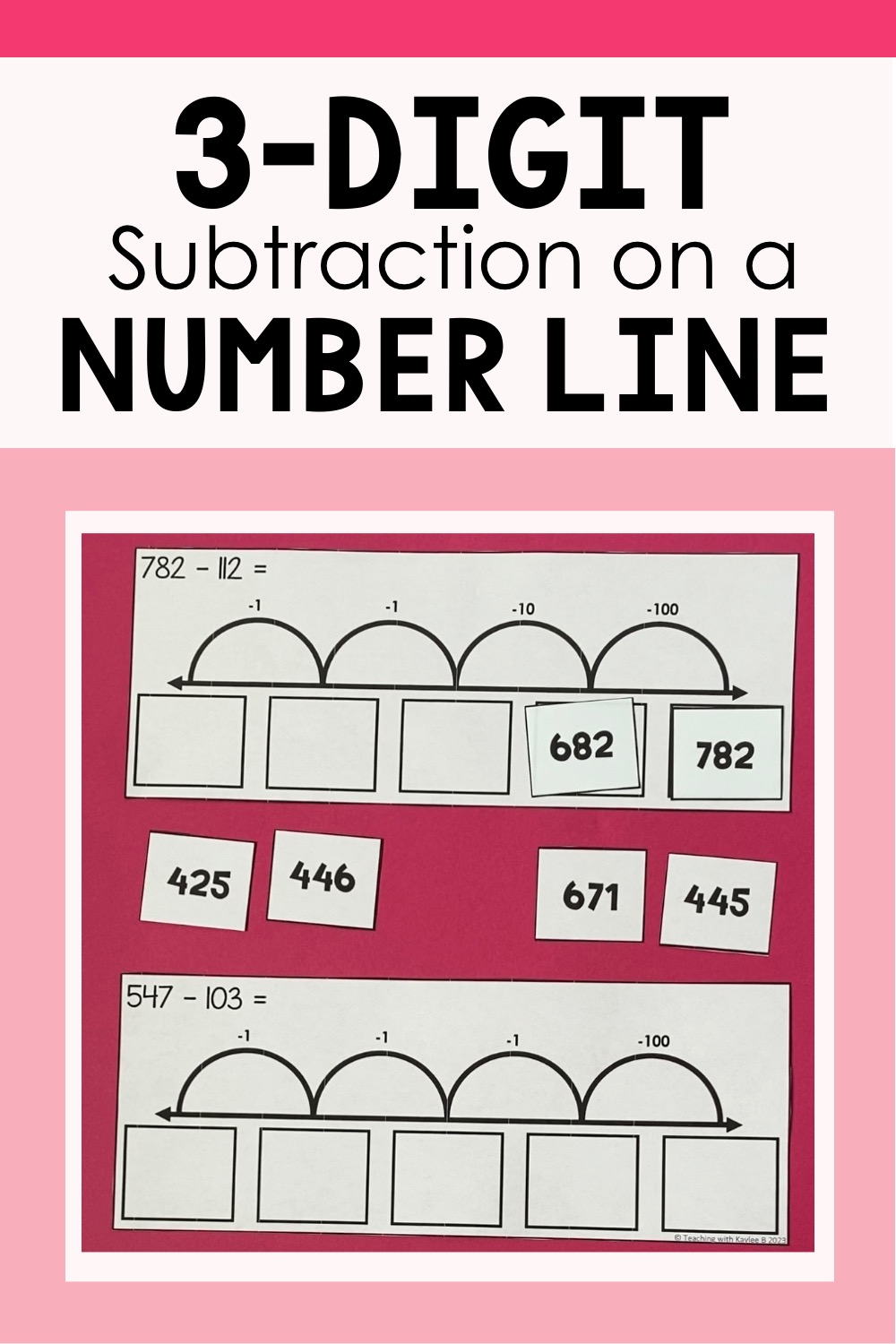 3 digit subtraction on a number line