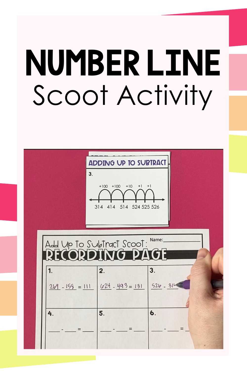 subtraction using a number line 3 digits